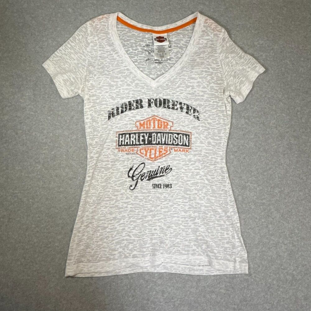 Harley Davidson Shirt Womens White Biker Motorcycle Size Large